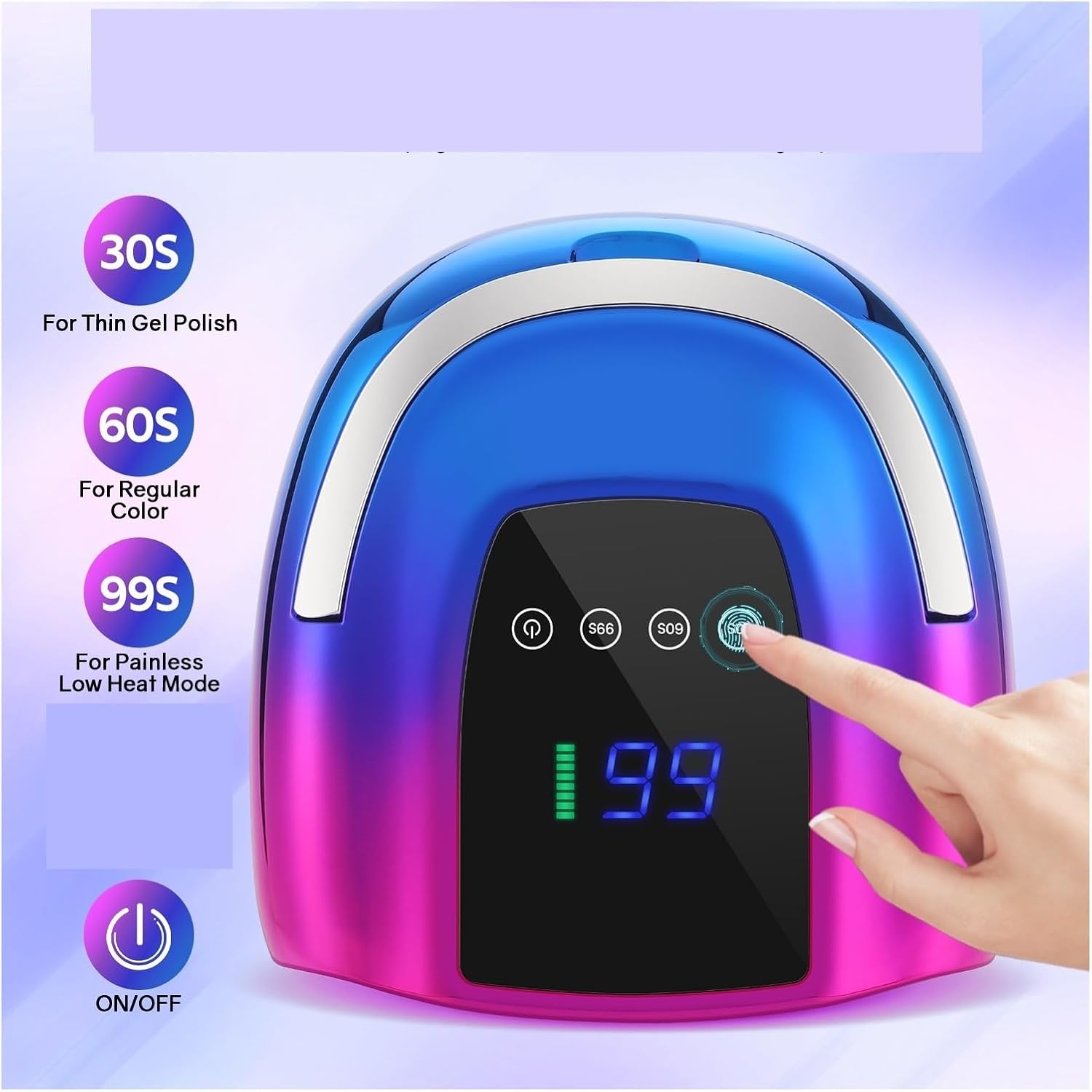 Nail Lamp Cordless Dryer with 3 Timer Settings and Smart Sensor Compatible for Home & Salon to Curing All Gel(Sun S10 MAX White,US)