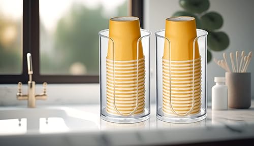Miniatura 6 de KIMCHOMERSE Dispensador de tazas de baño, dispensador de tazas de enjuague bucal, soportes pequeños de papel para almacenamiento de tazas de