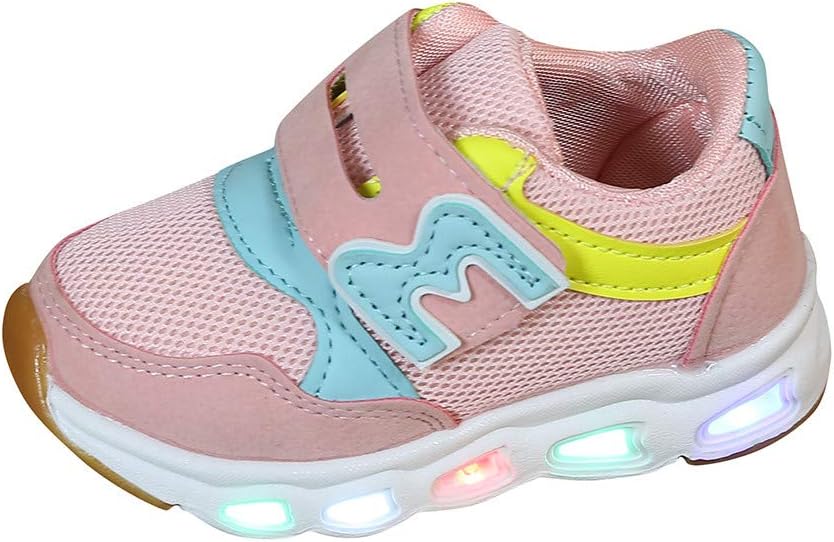 Baby Boys Girls LED Light Up Luminous Trainers Sneakers Shoes, Children Sport Running Casual Shoes, Anti-Slip Skate School Shoes for Toddler Kids by YONSIN