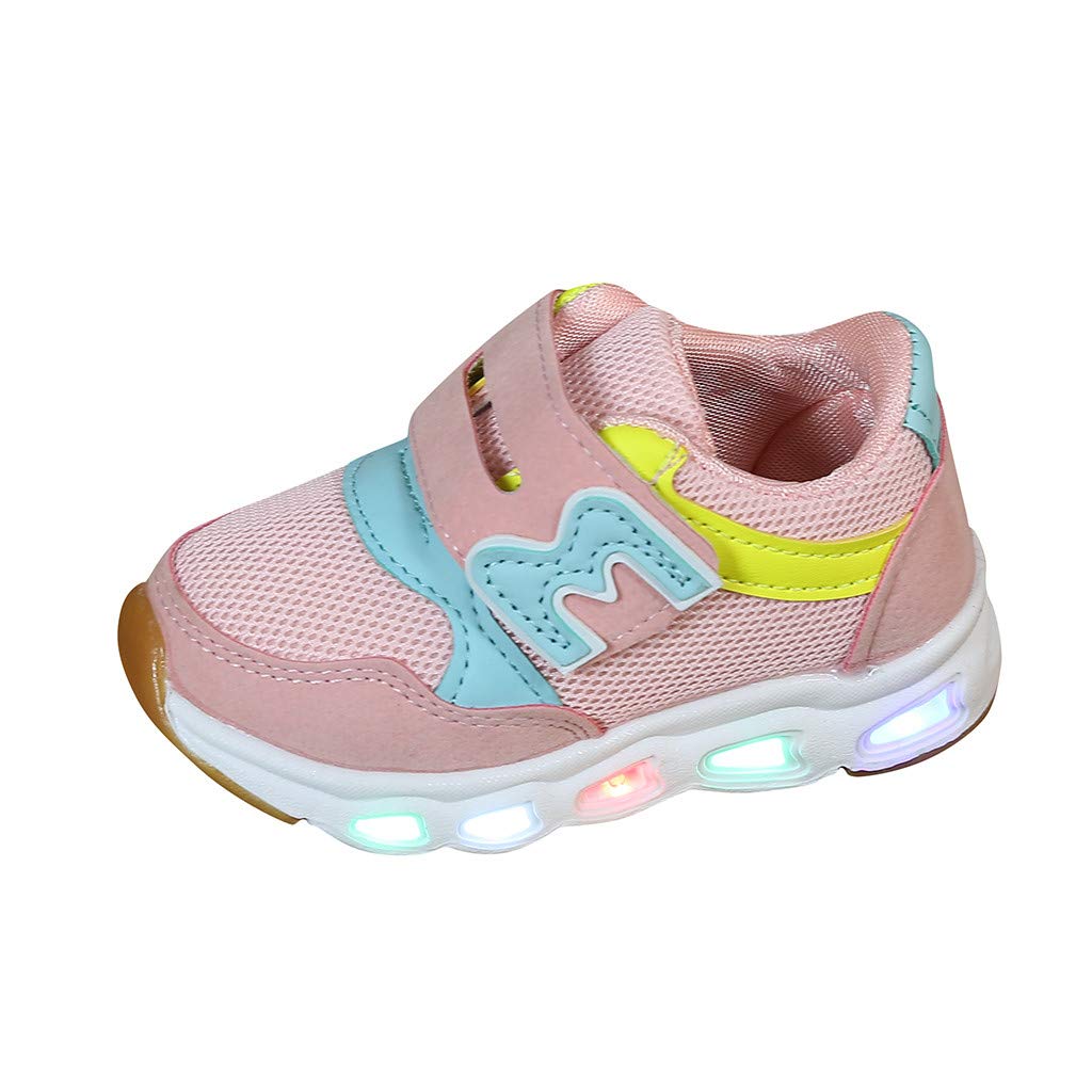 Baby Boys Girls LED Light Up Luminous Trainers Sneakers Shoes, Children Sport Running Casual Shoes, Anti-Slip Skate School Shoes for Toddler Kids by YONSIN