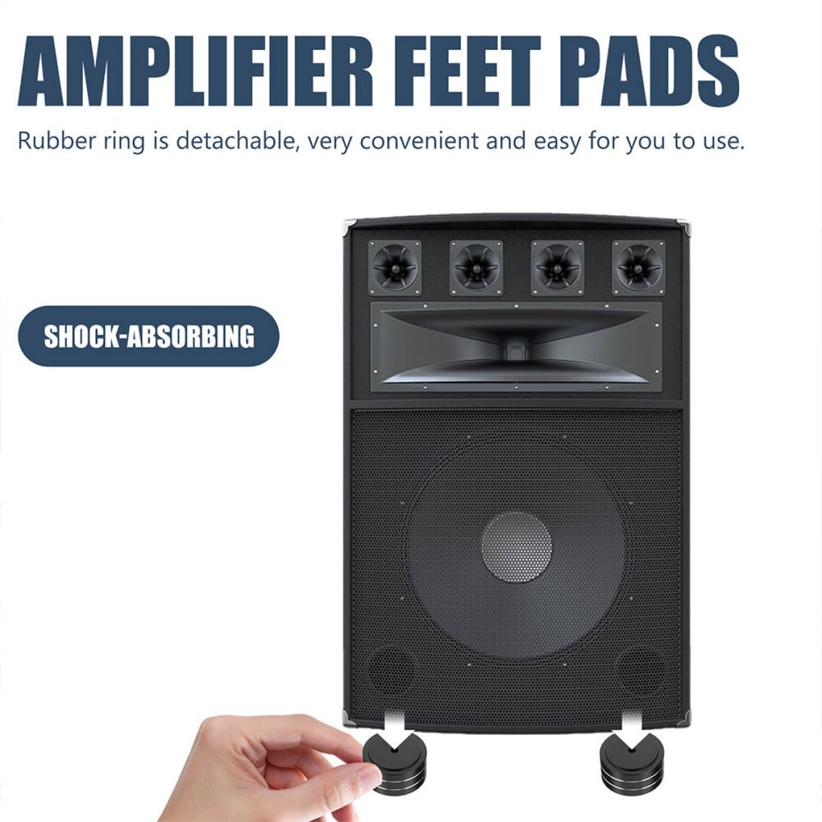 VANZACK 4 Piezas de Almohadillas Amortiguadoras para Altavoces en Aleación de Aluminio y Goma, Resistentes a Golpes y Aislamiento Acústico para Uso en Audio