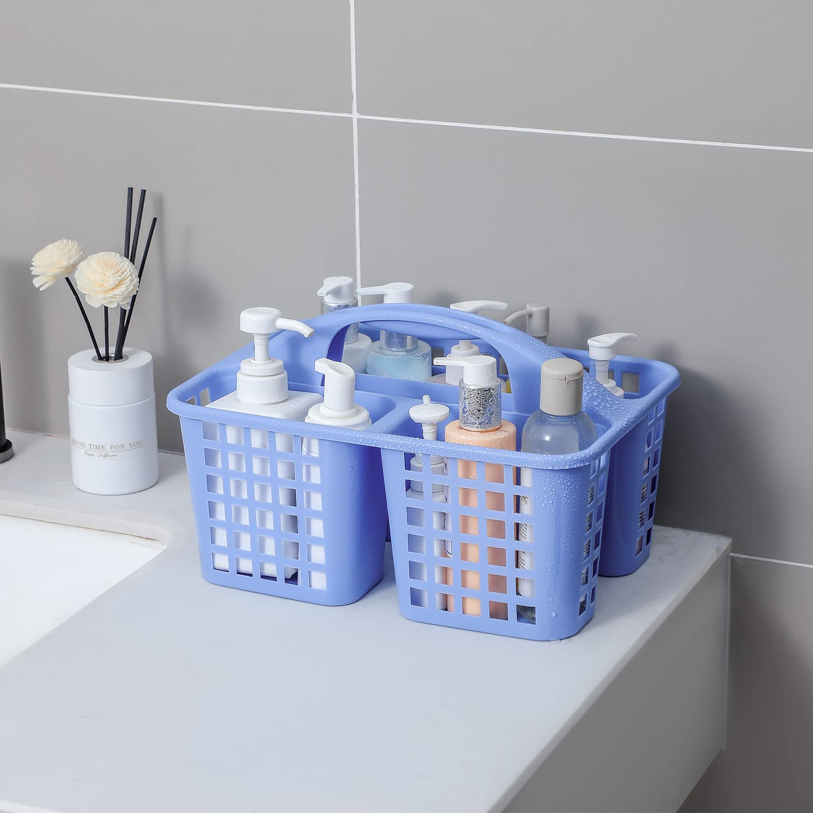 Panier De Douche Portable Avec Poignée - 5 Compartiments Réglables - Plastique ABS - Dimensions 23x16,5x22,5 Cm - Pour Salle De Bain, Voyage