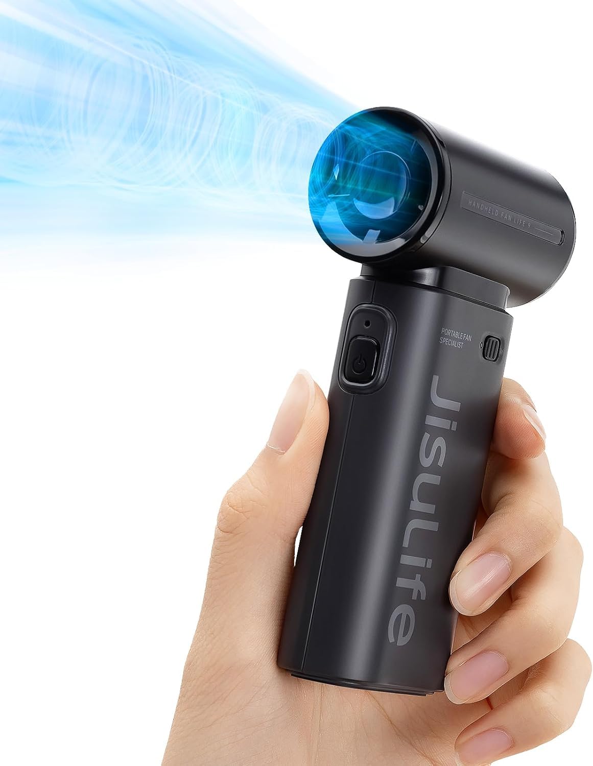 AASHZ Multi Functional Mini Jet Turbo Fan, 4000mAh 64mm Duct Fan Brushless Motor Air Blower, Mini Handheld Fan with Side Lights, Black