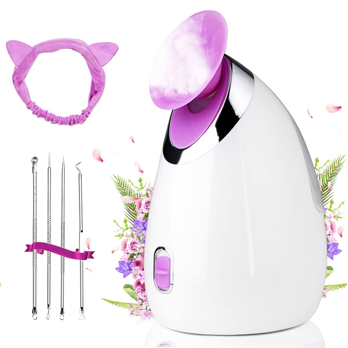 ZcvtbyePink Nano Ionic Face Steamer Professional Facial Sauna Nano Ion Warm Mist Face Steamer Used for Facial Moisture
