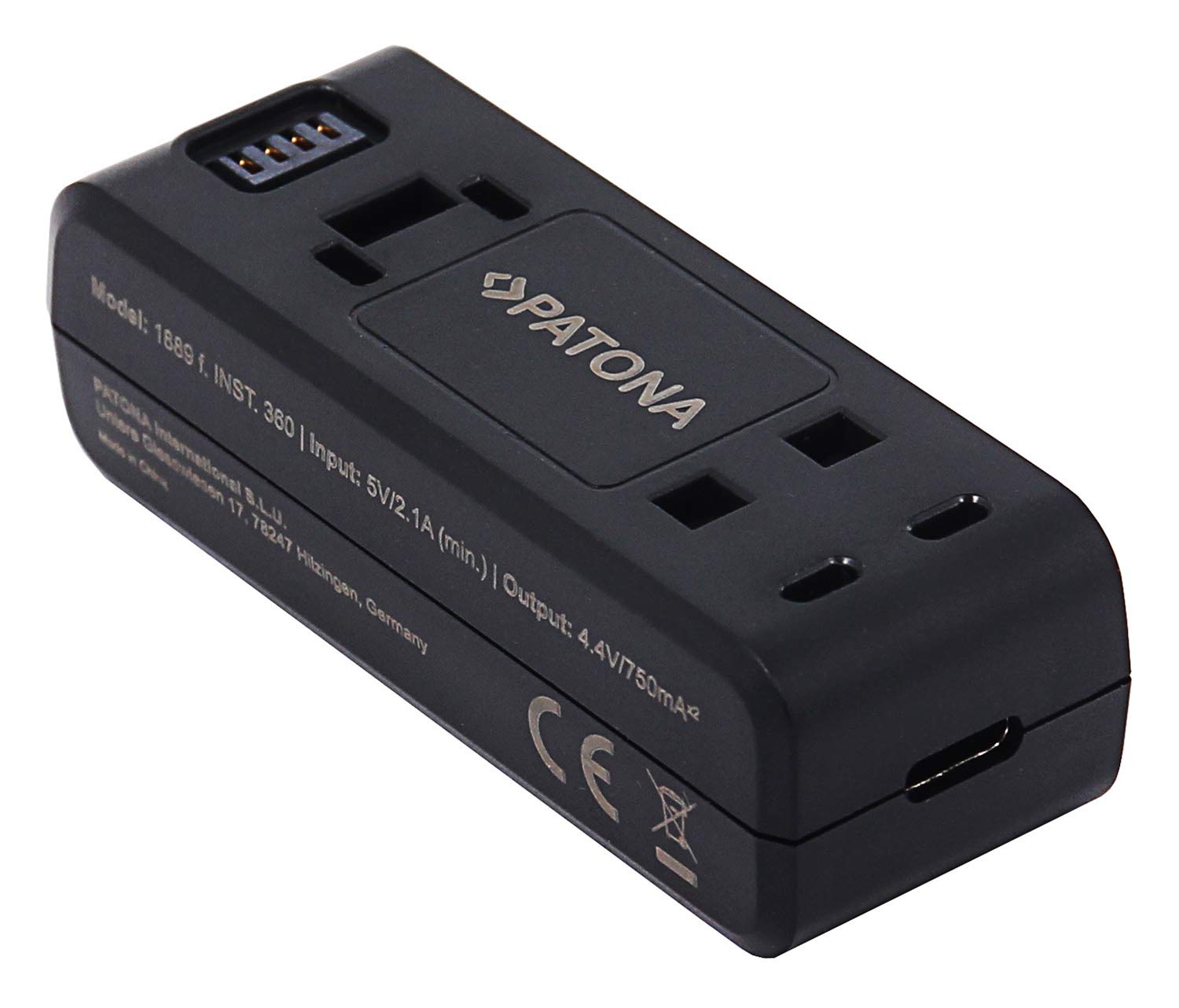 Patona - Caricatore compatibile con batteria Insta IS360RB per Insta360 One R - Insta360 One RS (ingresso micro USB e USB-C)