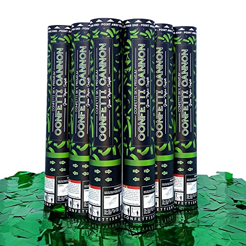 Image of Confetti Sky [6 Pack] 12 Inch Confetti Cannons | Green Confetti Poppers for Wedding Celebration, Birthday Party, Pranks, Graduation, Christmas Eve and New Year Celebration