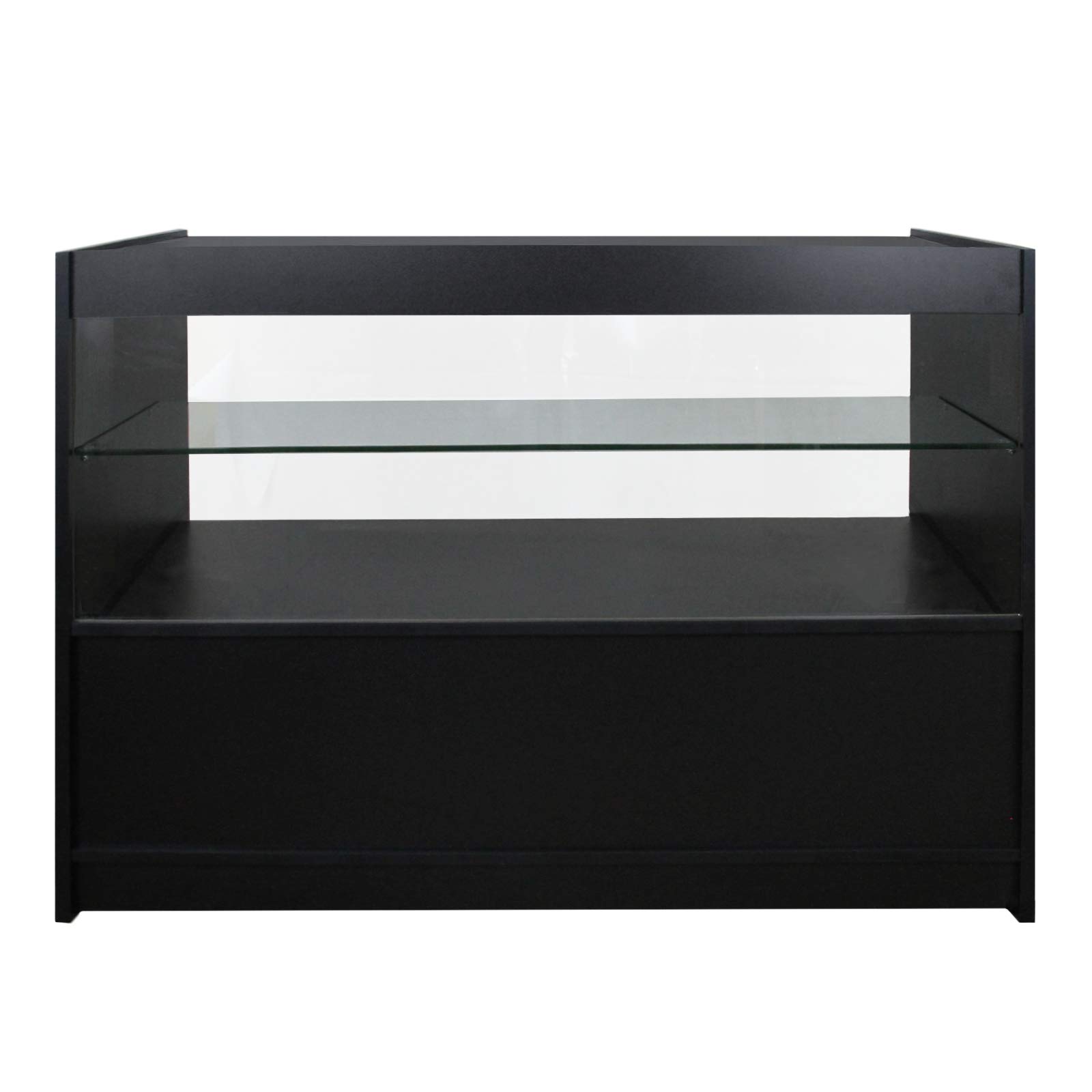MonsterShop - Gemini Set 3 Mostradores Mesas de Recepción Mueble Oficina Mostradores Peluqueria Comercial Expositor| Negro | 120cm (Anchura) x 60cm (Profundidad) x 90cm (Altura)