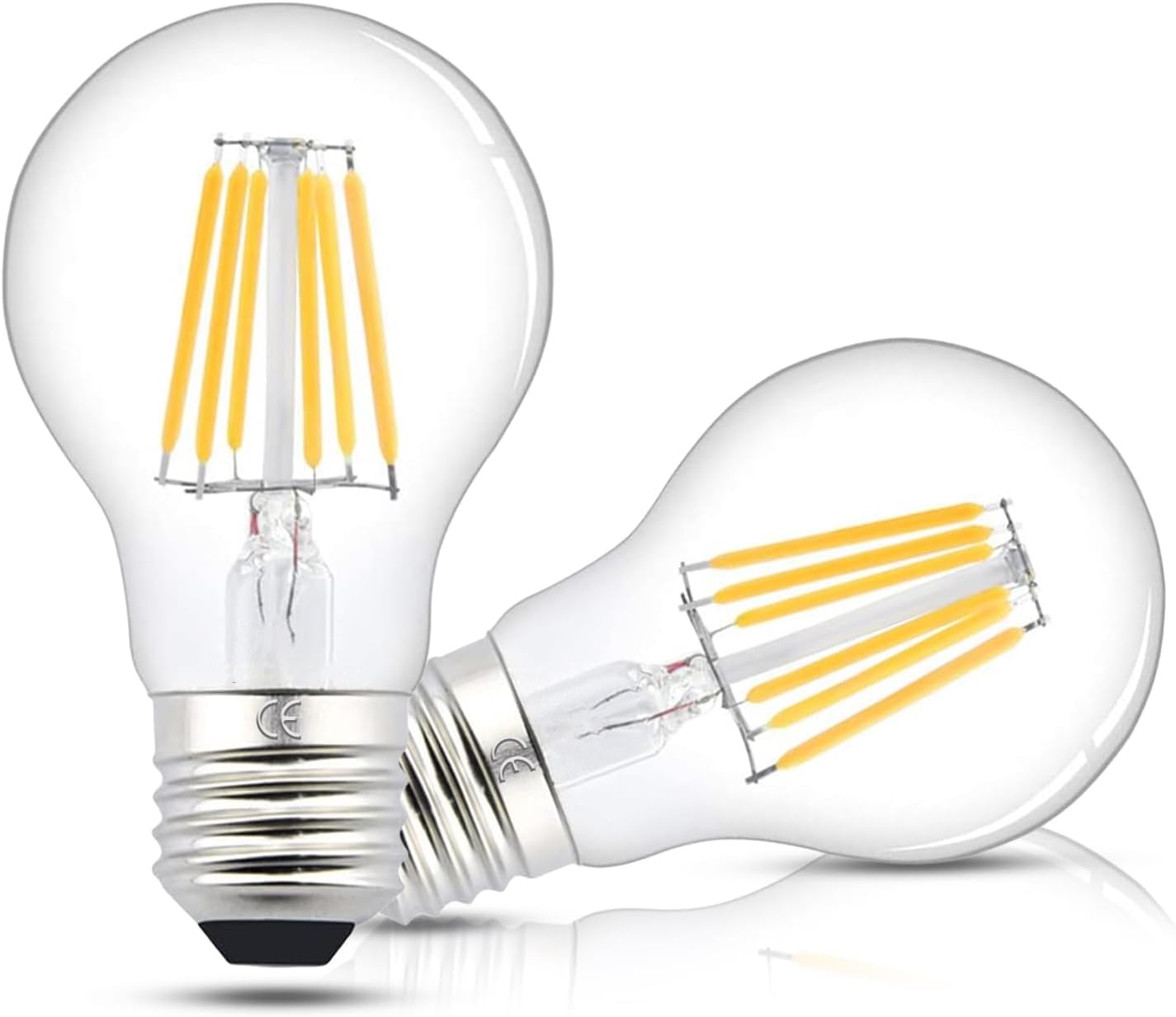 6W A60 E27 LED Light Bulbs AC/DC 12-24V Edison Screw LED Filament Bulb Warm White 2700K Vintage Bulb Equivalent 60W 75W Halogen 360 Degree for RV Camper Marine Yacht Lorry (2-Pack)