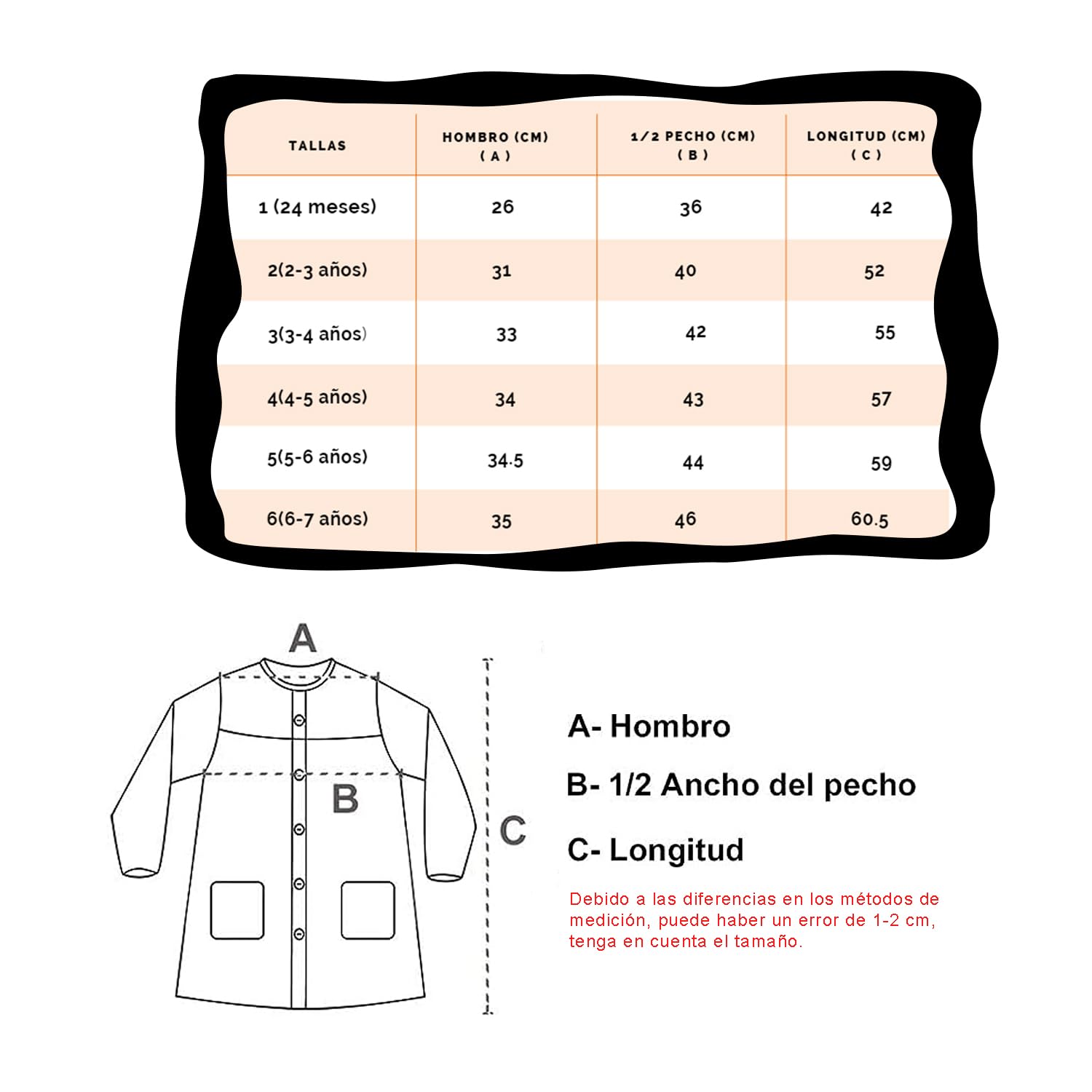 various Babi Escoloar Infantil con Botones Cuadrado,Bata Escolar con Bolsillos y Puños Ajustados para guardería y Colegio