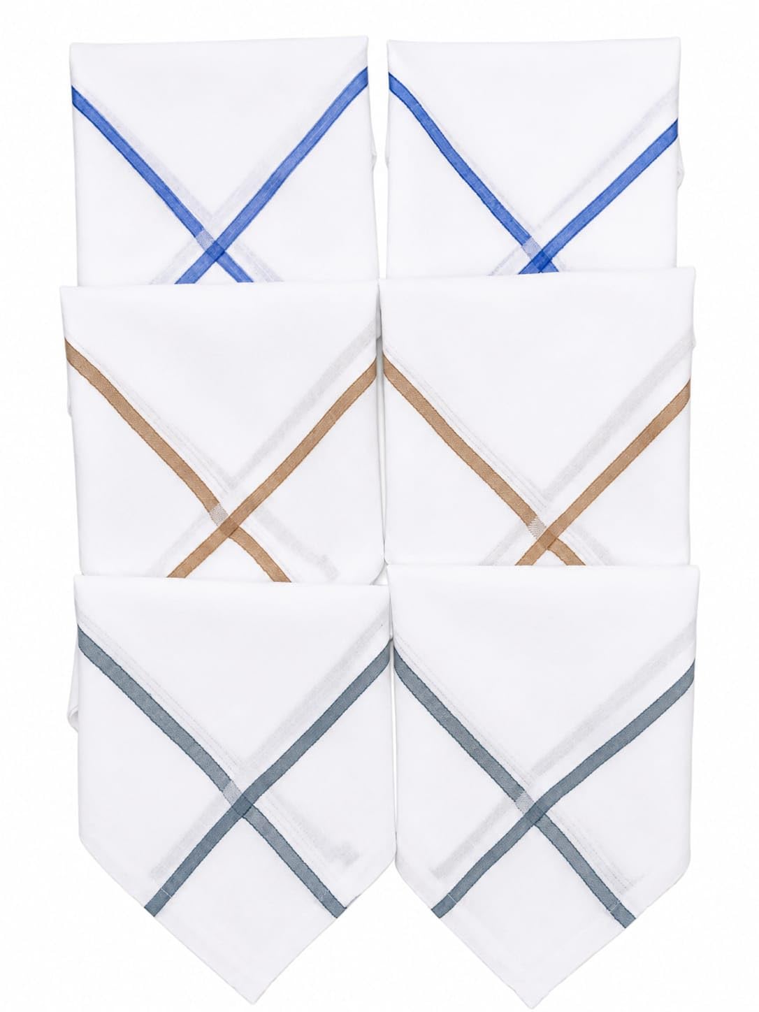 Mens Hankies- White with color stripes- A pack of 6 hankies-image-30