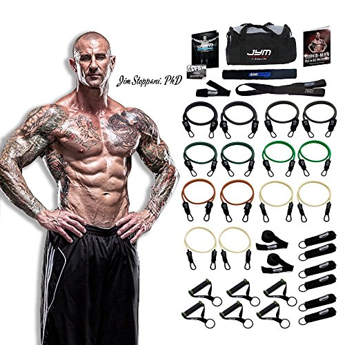 PhD Fitness LLC The JYM Strength Bands System, by Renowned Training Expert Dr. Jim Stoppani, Includes 14 Anti-SNAP Bands (34 Pieces - Dr. Jim Stoppani Edition 404lbs)