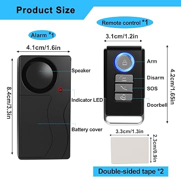 Wireless Vibration Alarm with Remote Control for Shed Garage Home