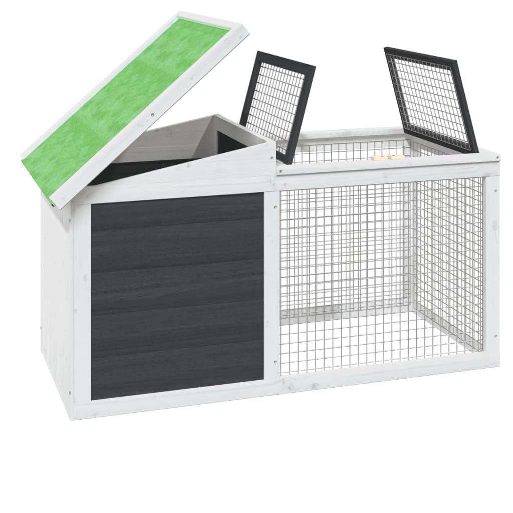 Conejera de Madera Maciza de Pino Gris 100,5x54x55 cm, Jaula Cobaya, Jaulas para Conejos, Jaula Hamster, Casa Conejo, Casita Conejo, Kid Conejo