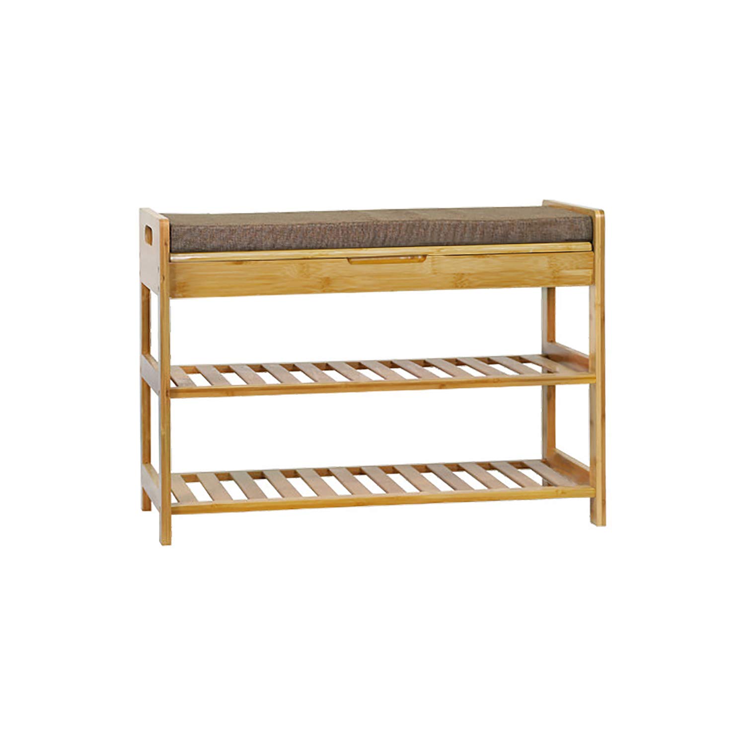 Photo 1 of C&AHOME Shoe Bench Bamboo, 3-Tier Shoe Organizer with Cushion, Shoe Rack Bench for Entryway, Max Load 260 LBS, Removable Seat Cushion Bench, Ideal for Hallway, Living Room, Bedroom, Natural Color