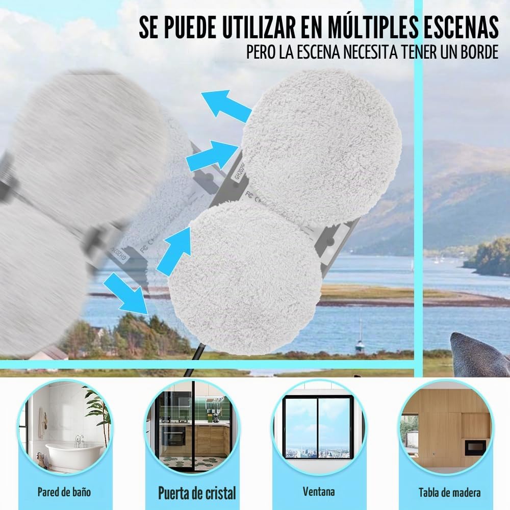 Robot Limpiacristales, Limpiador de Vidrios Magnético 5600 Pa, Planificación Inteligente para Limpieza Automática, Tecnología de Reconocimiento de Bordes para Ventanas Interiores y Exteriores