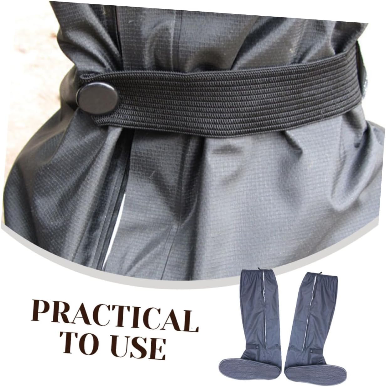 Non-slip Overshoes with Zipper Design Reusable Thickened Knee-high Rainproof Shoe Covers for Cycling Hiking Camping Elastic Sole for Men Women