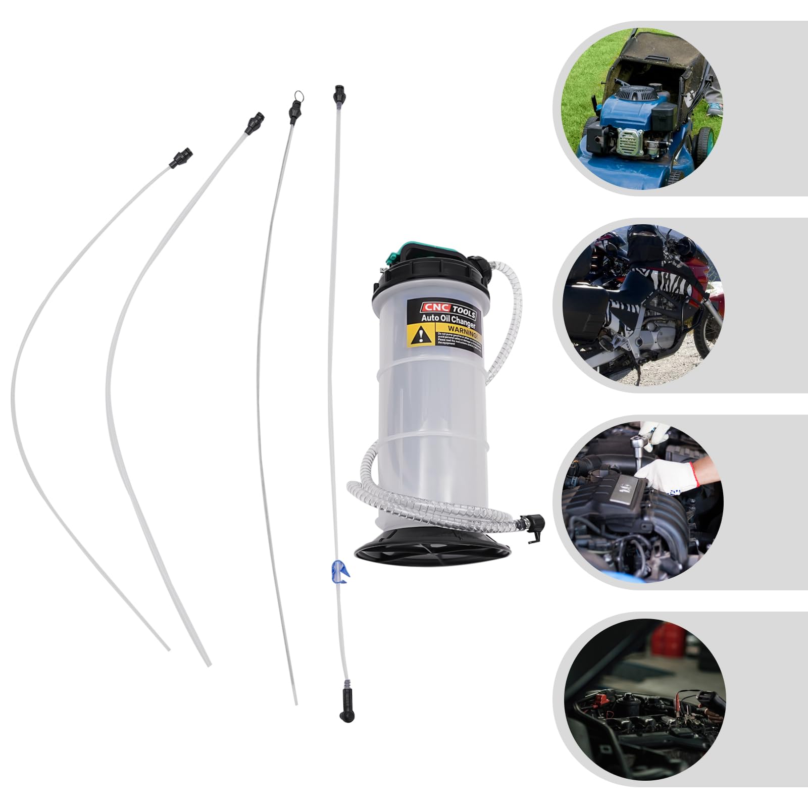Bomba de extracción de aceite de 5,3 L, extractor de líquido manual, cambio de aceite con 4 mangueras, bomba de extracción de líquido para coches, motos, cortacésped, barcos, barcos a motor