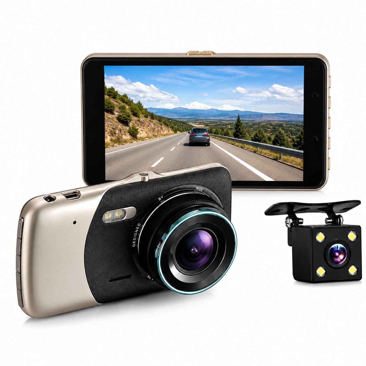 3 in 1 Car Dash Camera Front and Back | 4" Display | Parking Assistant | Full HD 1080P | 170° Wide Angle | G-Sensor | Night Mode | Loop Recording | Supports up to 32 SD Card (Card Not Included)-picture-22