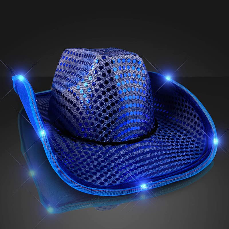 LED Lights Cowboy Hat LED Flashing Cap Hat Xmas Christmas Party Celebration Party Cosplay Western Cowboy Cowgirl Hats Festival Gift Foldable Wide Brim Caps Black - Image 3