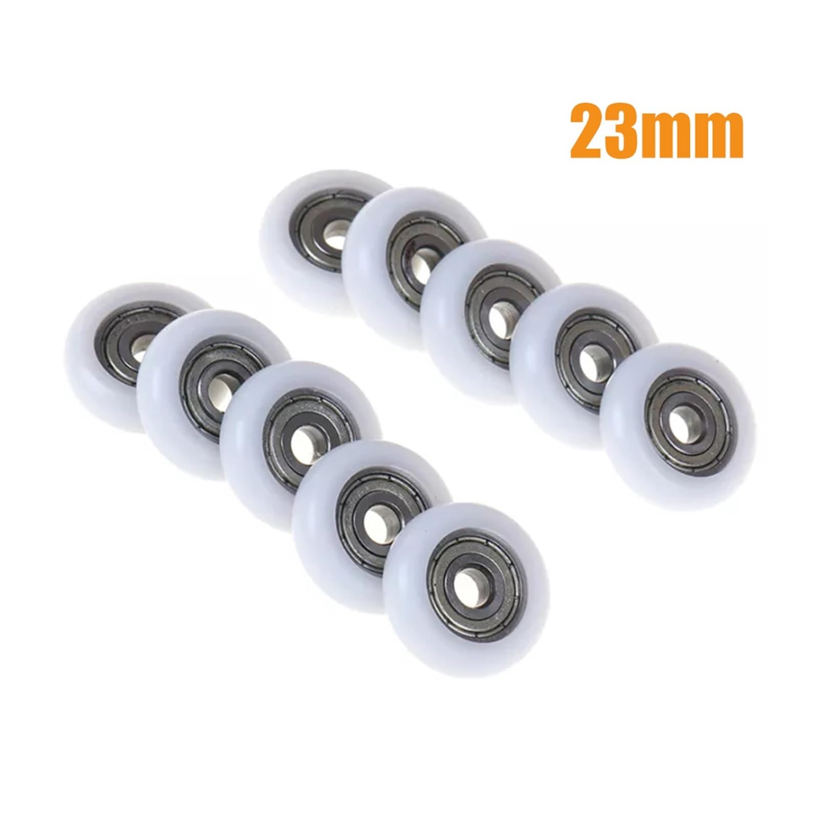10 ruedas de repuesto for mampara de ducha, color blanco, diámetro de 19-25 mm, for mamparas de ducha domésticas.(23mm)
