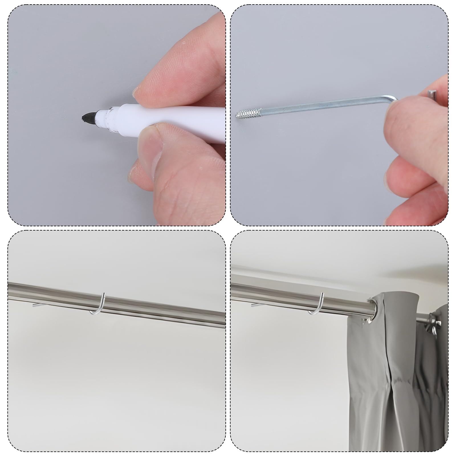 Curtain Rod Brackets - No Screws Needed -6