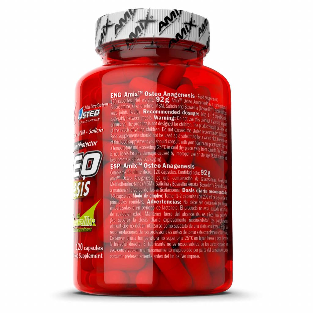 AMIX - Complemento Alimenticio - Osteo Anagenesis en Formato de 120 Cápsulas - Alto Contenido en Glucosamina y Condroitina - Ayuda a Proteger tus Articulaciones