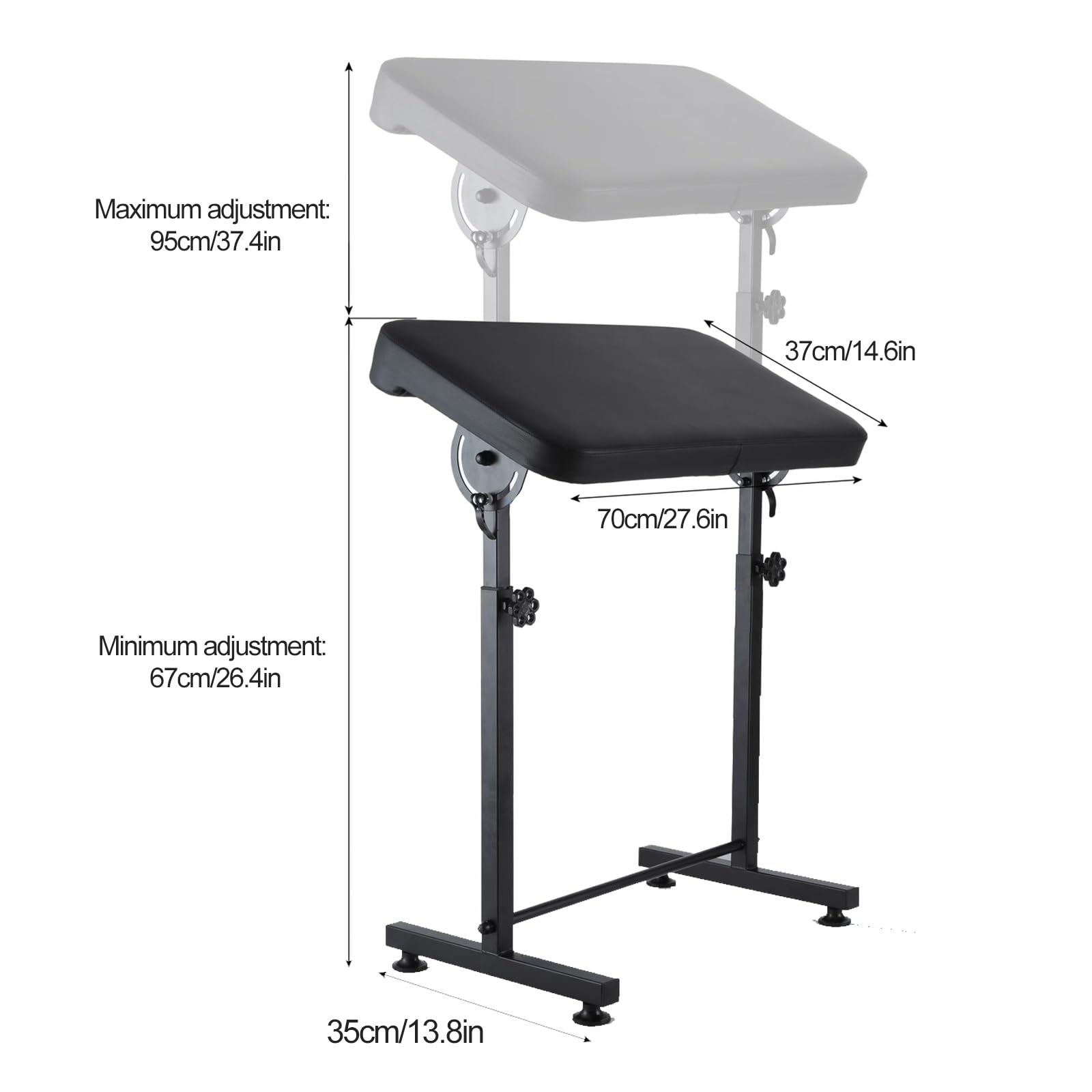 TRUNXUCL Oversized Large Tattoo Armrest Stand Arm Rest Stand, Legrest Bracket with Adjustable Height and Angle, for Professional Studio Tattooing(Black)