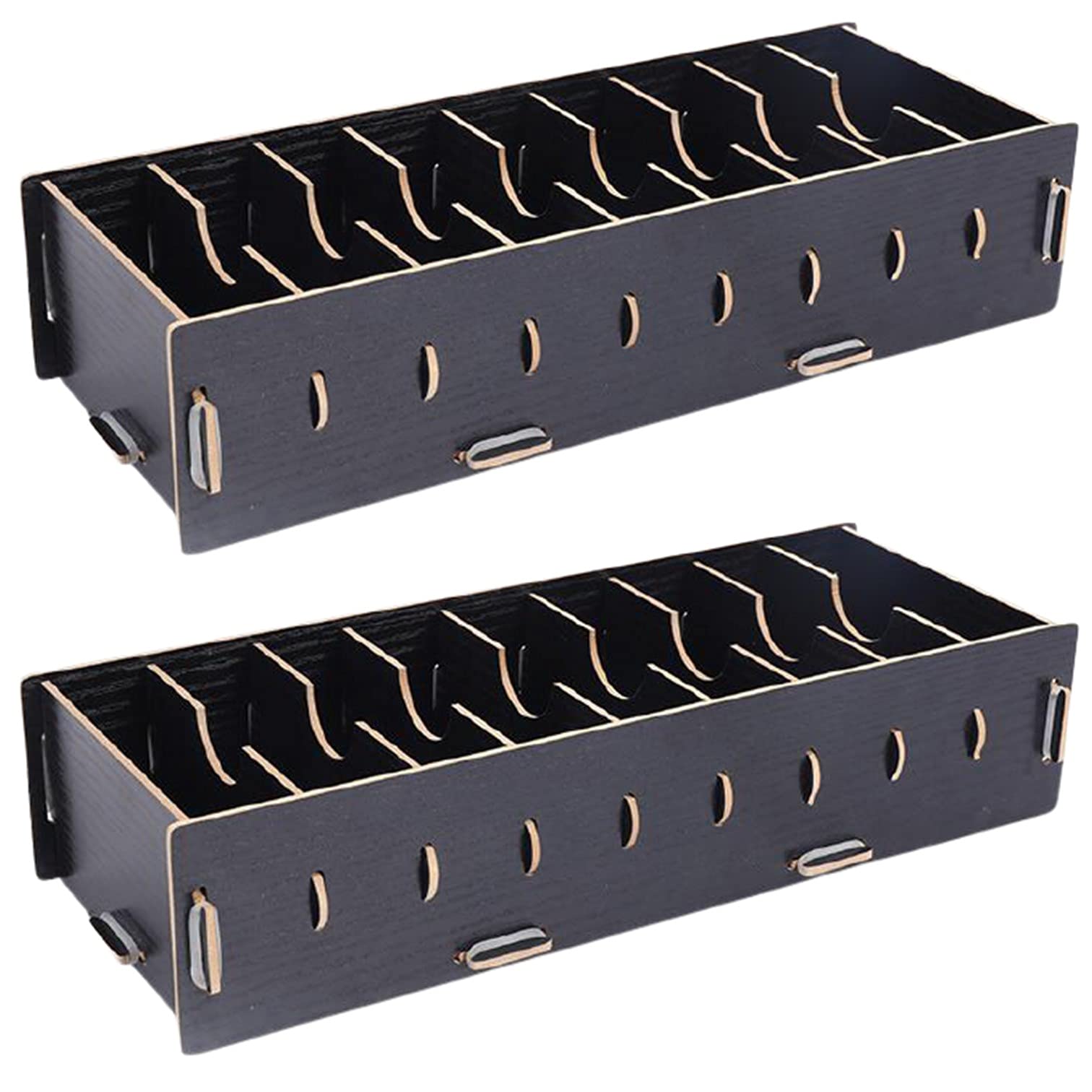 dilib カード収納 カード立て 小物入れ 名刺 整理箱トレーディングカード 木製 大容量 2点セット (黒・ブラック)