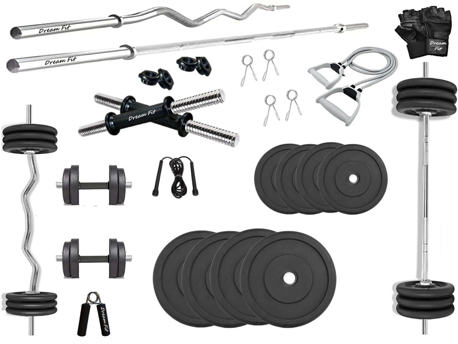 Dream FIt 30Kg Home Gym Set with Rubber Plates, Black - Image 1
