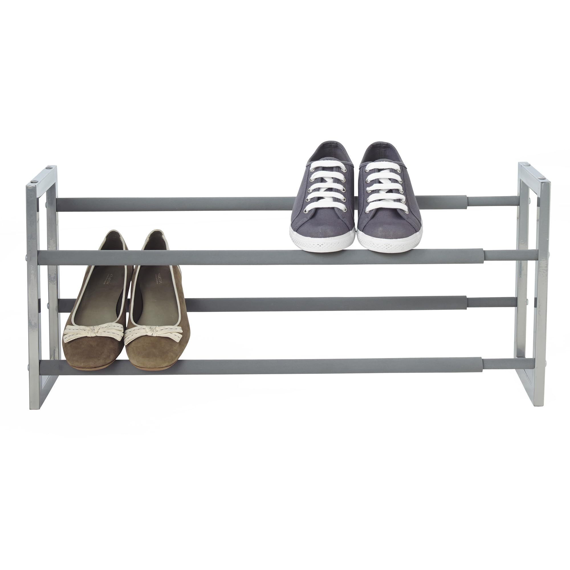 Lakeland Silver Extending And Stackable Steel Shoe Rack