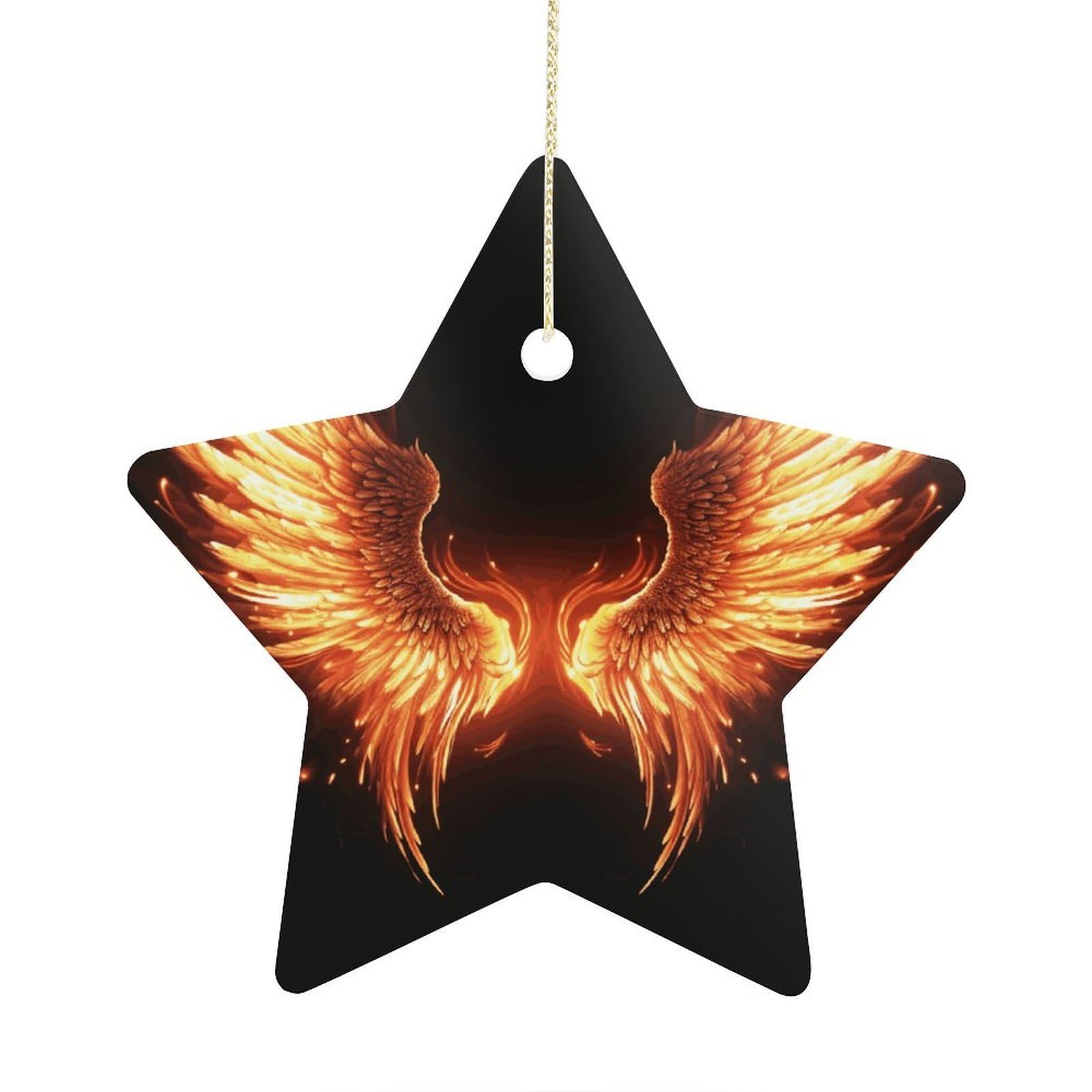 Fodpand Women's Style Fire Angle Wings Ornament With String, Keepsake Hanging Decorations,Ceramic Ornaments For Men Indoor Home Holiday Party Gifts