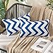 MIULEE Lot de 2 Housses de Coussins Imperméable Extérieur Géométriques Ondulés en Tissu Polyester Moderne Taie d'oreiller Concise Décoration pour Salon Chambre Canapé Balcon 30x50CM Bleu Foncé