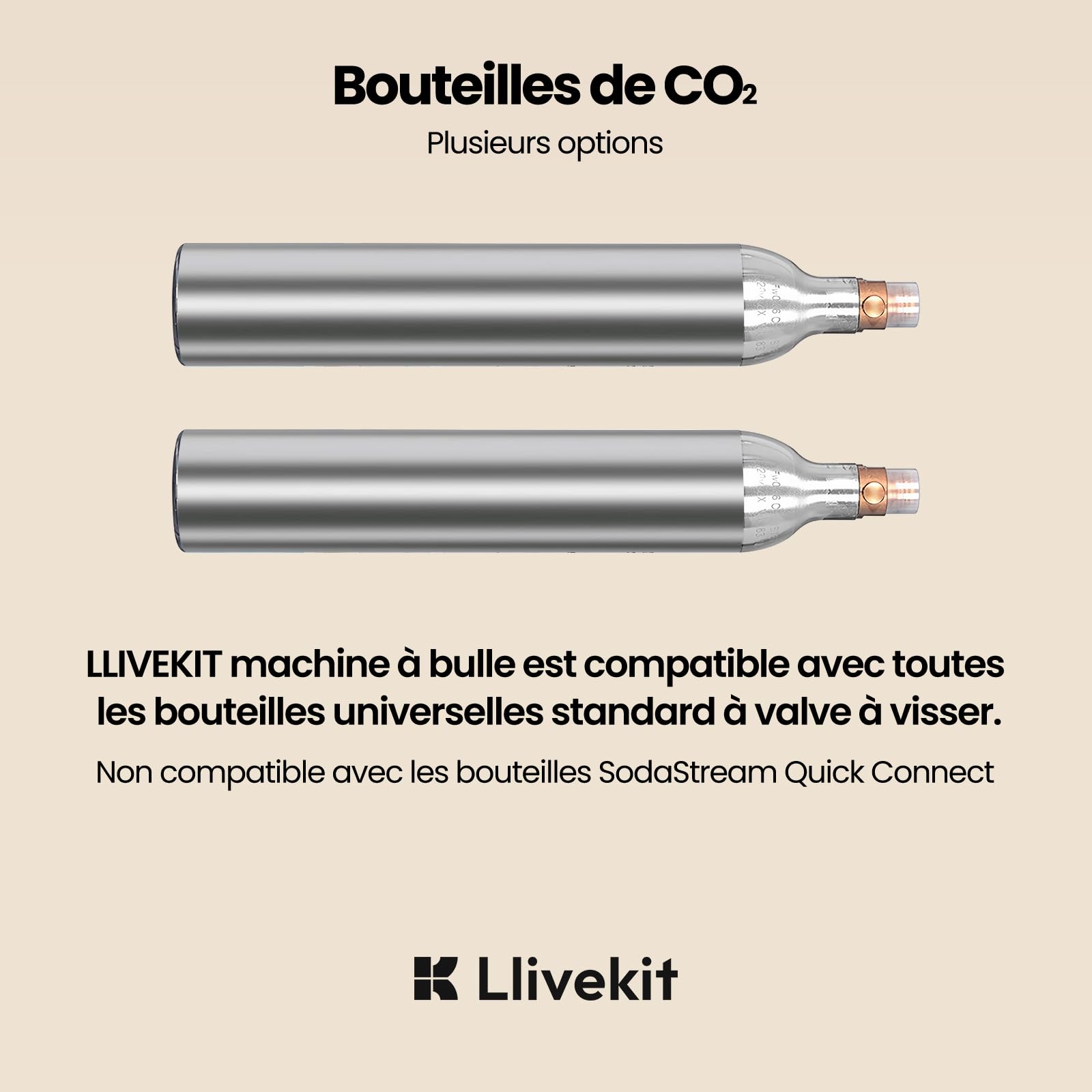 LLIVEKIT Machine à Eau Pétillante avec 4 Niveaux de Bulles, Machine à Soda avec Manomètre Visuel, 2 Bouteilles PET de 0,5 L et 1 L, Soupape de Sécurité, pour Boissons Gazeuses Domestiques, Noir