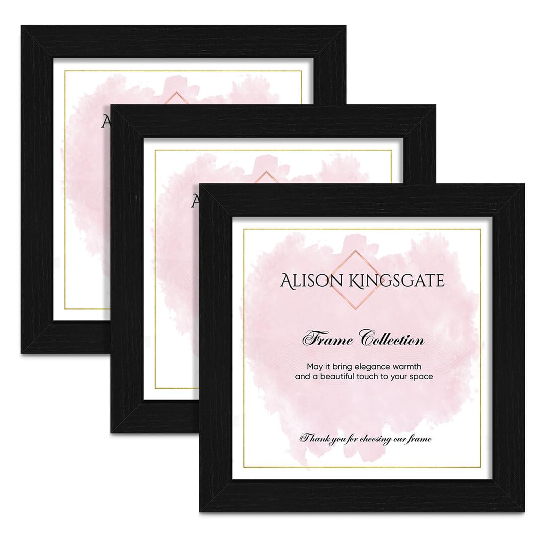 Alison Kingsgate 50X50CM Black Modern Photo Frames Pack of 3 - Engineered Wood Picture Frame with Perspex Front - Ideal for Certificates - Wall Mount or Tabletop - Multiple Sizes & Colors — image 1
