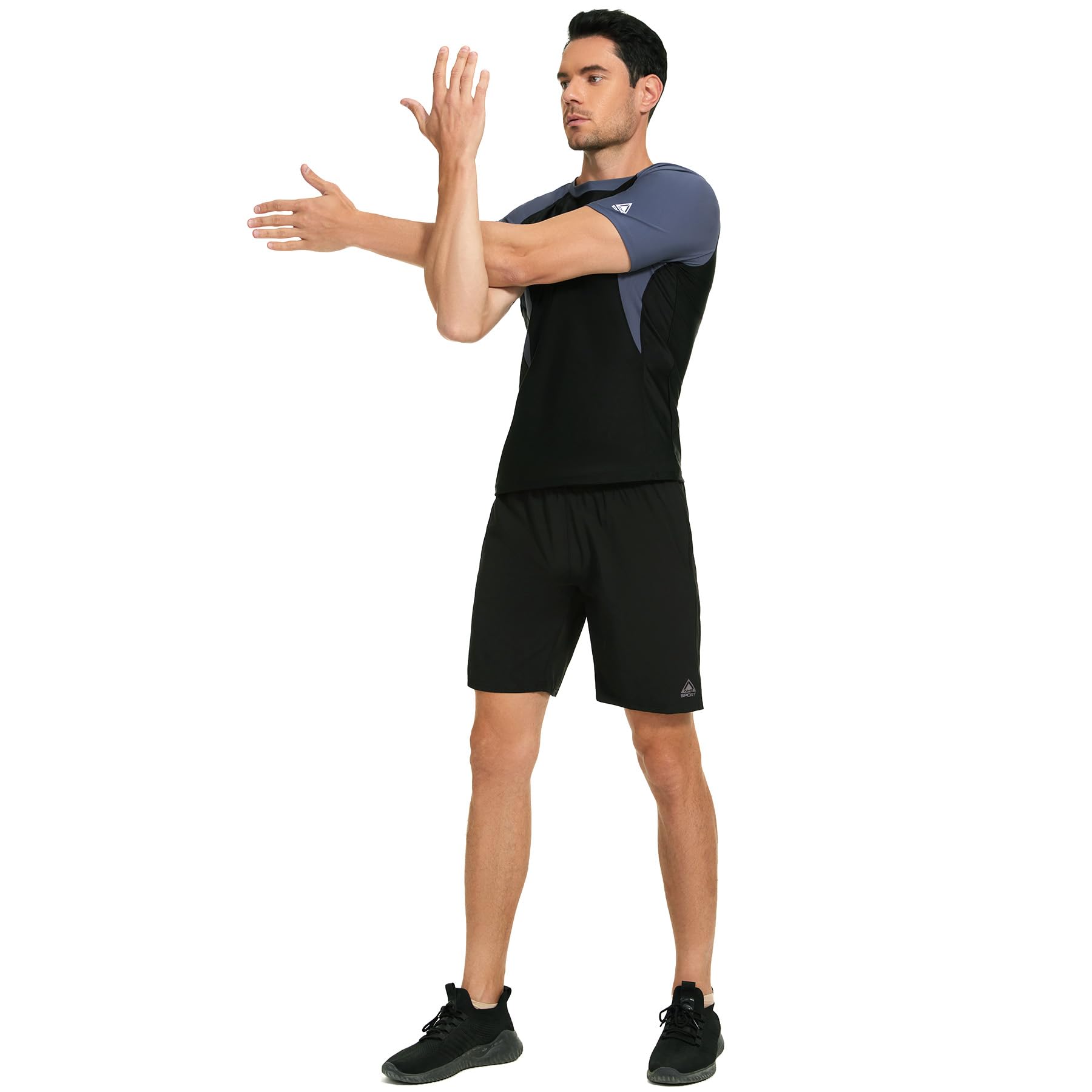AMZSPORT Camiseta Rash Guard para Hombres, Protección UV UPF 50+, Camiseta de Manga Corta, Chaleco de Protección Solar de Secado Rápido para Natación, Surf, Pesca, Correr