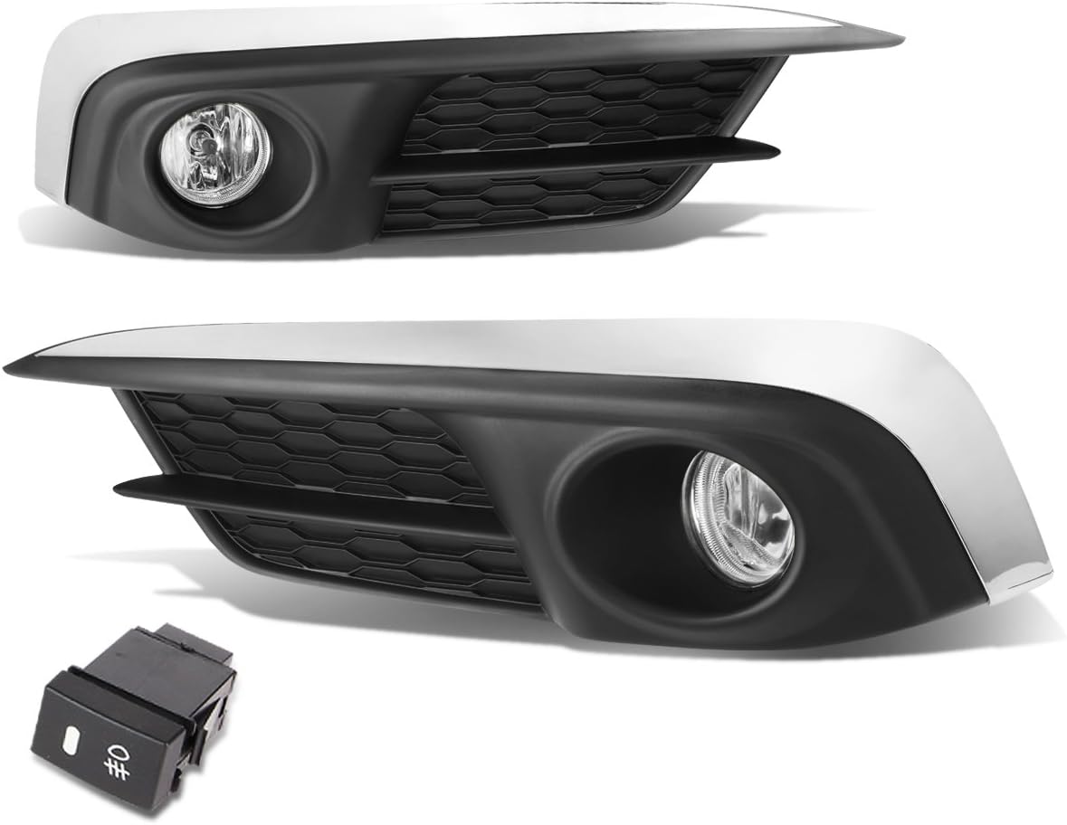 Auto Dynasty Front Bumper Driving Fog Light Lamps with Bezel and Switch Compatible with 2016-2017 Honda Civic, Clear Lens