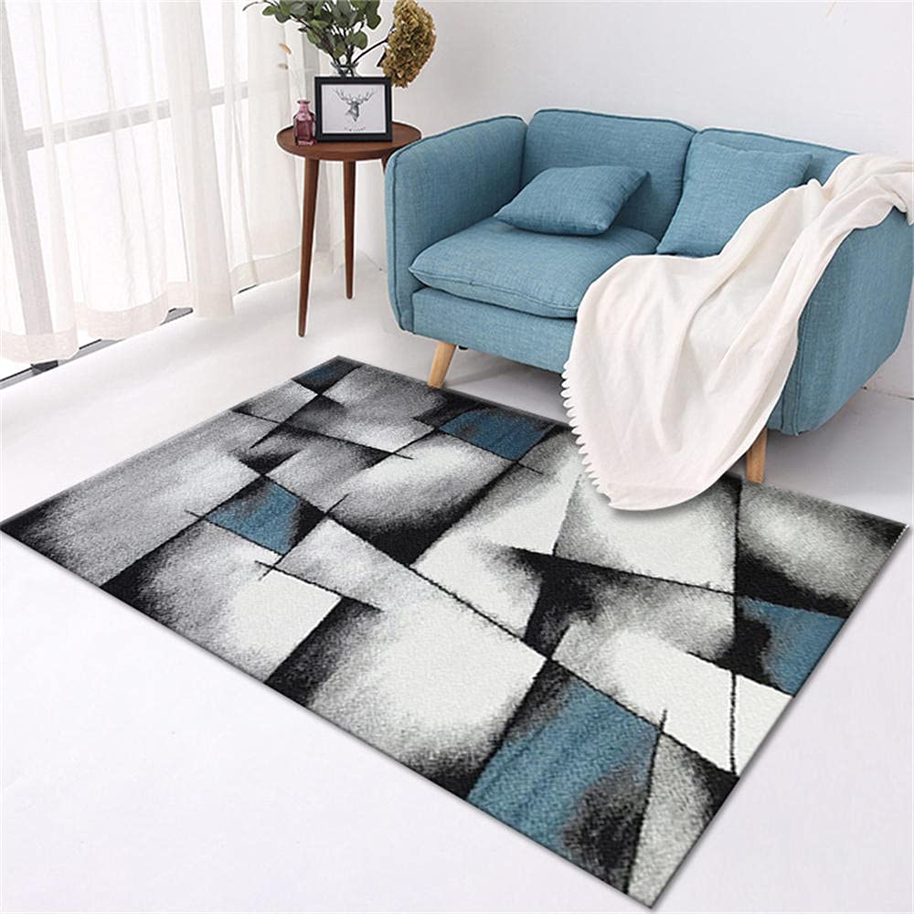 Tapis de chambre noir et bleu 100x160cm lavable et doux pour enfant
