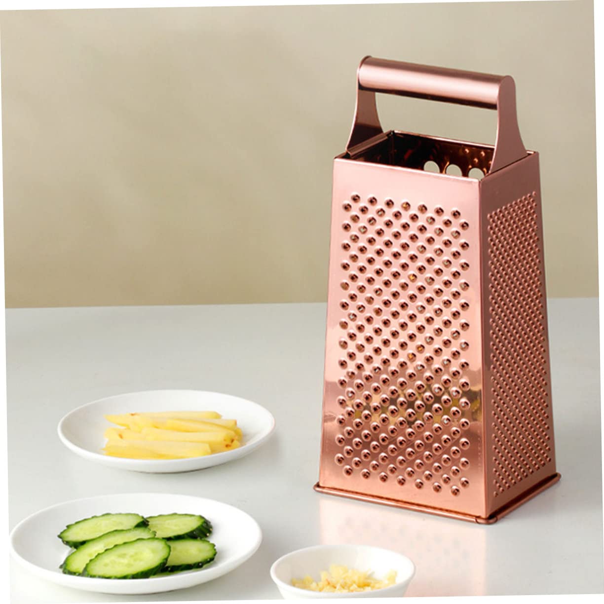 Rallador de Verduras y Corte Estable de Acero Inoxidable con 4 Lados Mango Ergonómico para Cocina Segura y Práctica