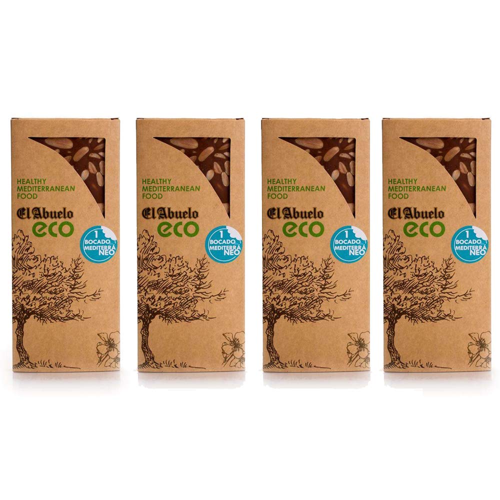 Lote de 4 x Turrón chocolate con almendras ECO El Abuelo, 200 g