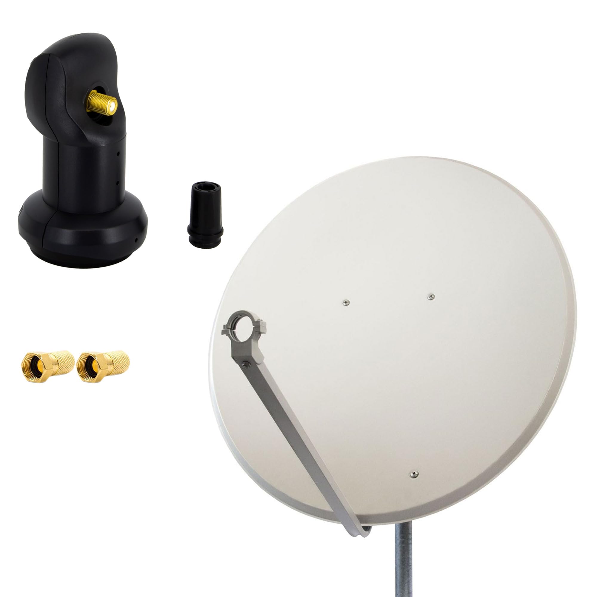 Premium X Satelliten-Komplettanlage 100cm Satellitenschüssel Aluminium Hellgrau Antenne Single LNB F-Stecker, SAT für 1 Teilnehmer
