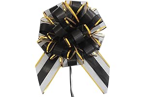 Black and Gold Bow: Perfect for Large Pull Bows Wrapping! (7 Inches)
