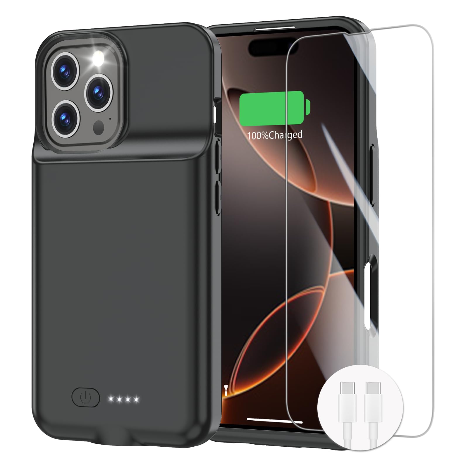 Funda de batería para iPhone 16 Pro, 15 W, carga rápida, 8500 mAh, ultradelgada, ligera, potente, recargable, anticaídas, caja de carga para iPhone 16 Pro (6.3 pulgadas), color negro