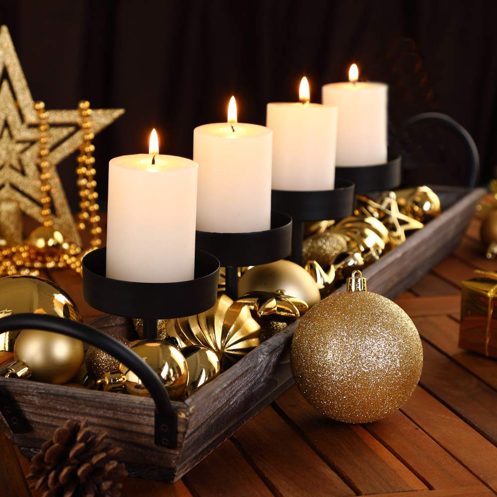 DEUBA Bolas Adornos Árbol Navidad Juego de 102 Piezas Colgantes Dorado | Set Completo, Plástico Resistente a Prueba de Roturas, para Interior y Exterior, Varios Tamaños, Decoración Navideña