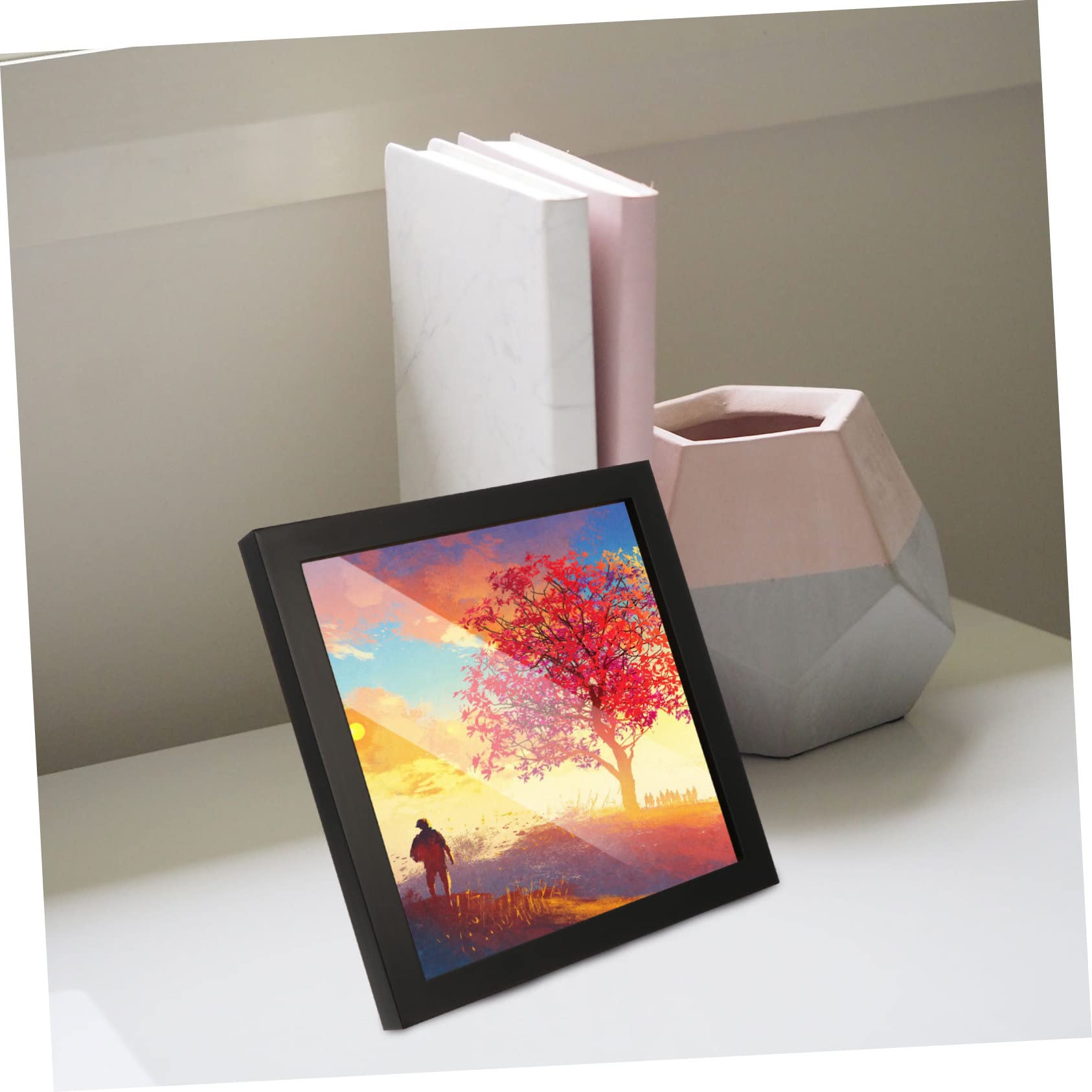 STOBAZA Solid Wood Photo Frame Photo Collage Frame Photo Frames Wall Square Frame Desktop Photo Frame Crafts Rustic Frames Digital Simple Photograph Frame Quilling Work Frame Picture Black