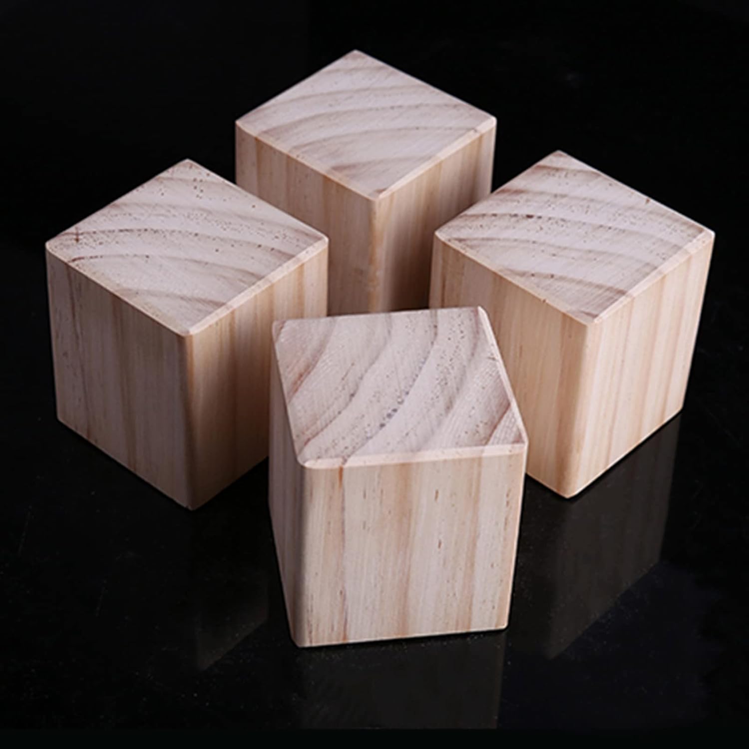 Set of 4 Furniture Legs Wooden Bed Supports,Furniture Supports 3cm Sturdy Base,Furniture Riser,Table Legs Riser Solid Wood Block(Color:A,Size:12 * 12cm/4.8 * 4.8in)