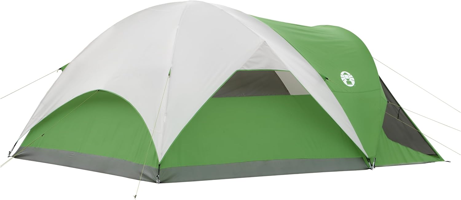 Coleman Evanston Tent with Screen Room 6/8 Person Weatherproof Tent Sets Up in 15 Mins Included Rainfly & Carry Bag Made of PFAS-Free Materials