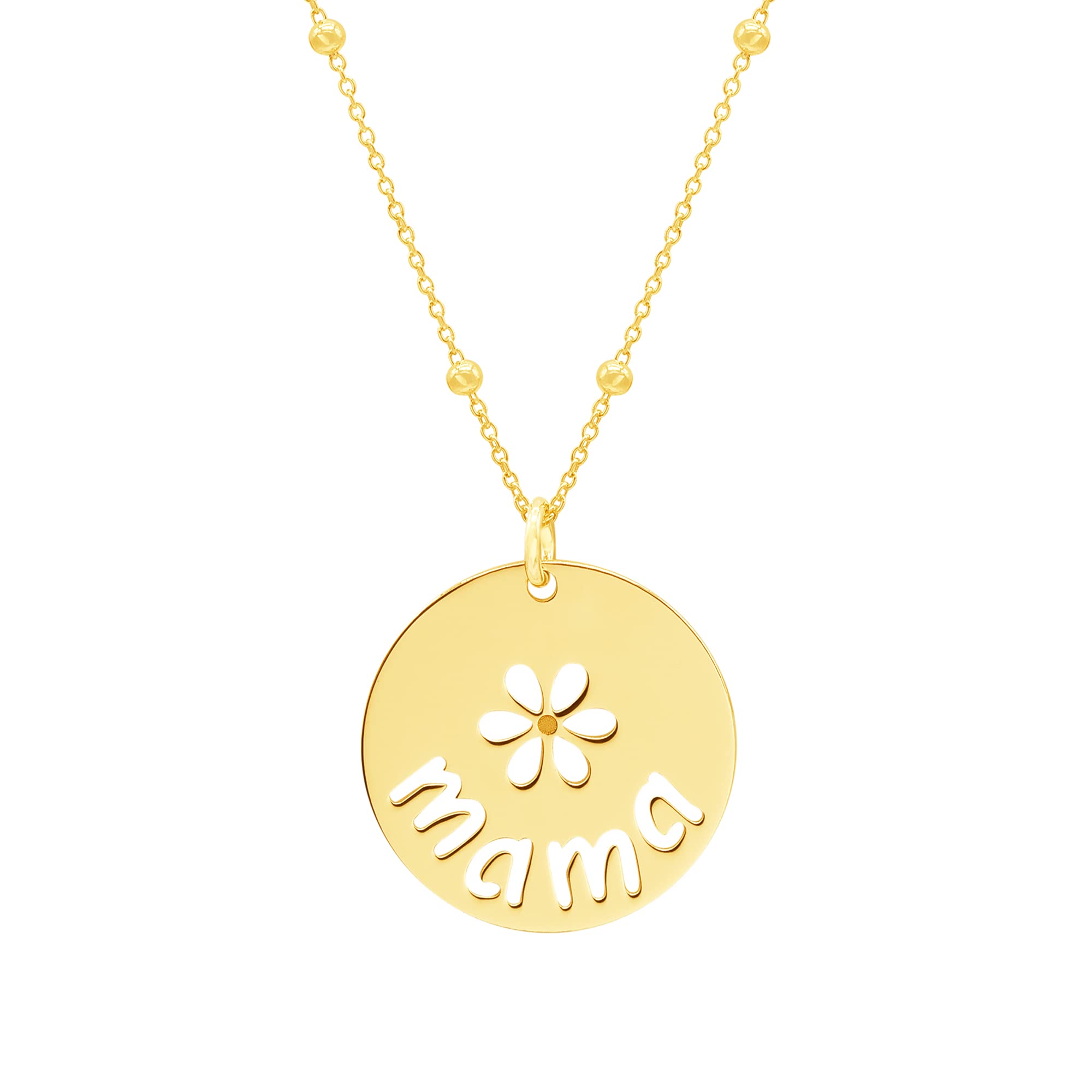 Imagen de catálogo asociada a WANDA PLATA Collar Mamá en Plata de Ley 925 Chapado Oro, Colgante Madre Or