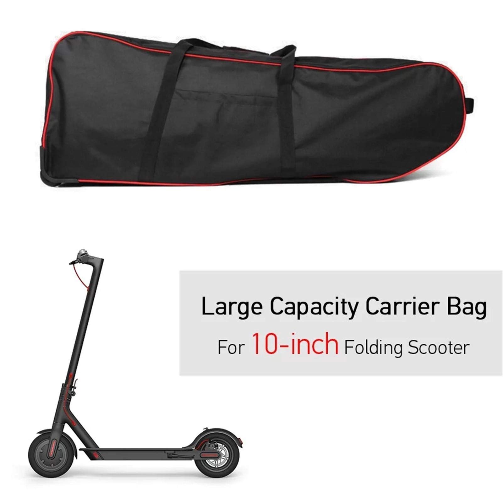 Sac De Transport Pliable pour Scooter, Sac De Rangement Étanche Rayures pour Scooter, Sac À Dos De Transport pour Scooters À Équilibrage Automatique De 10" et Deux Roues Noir-Rouge