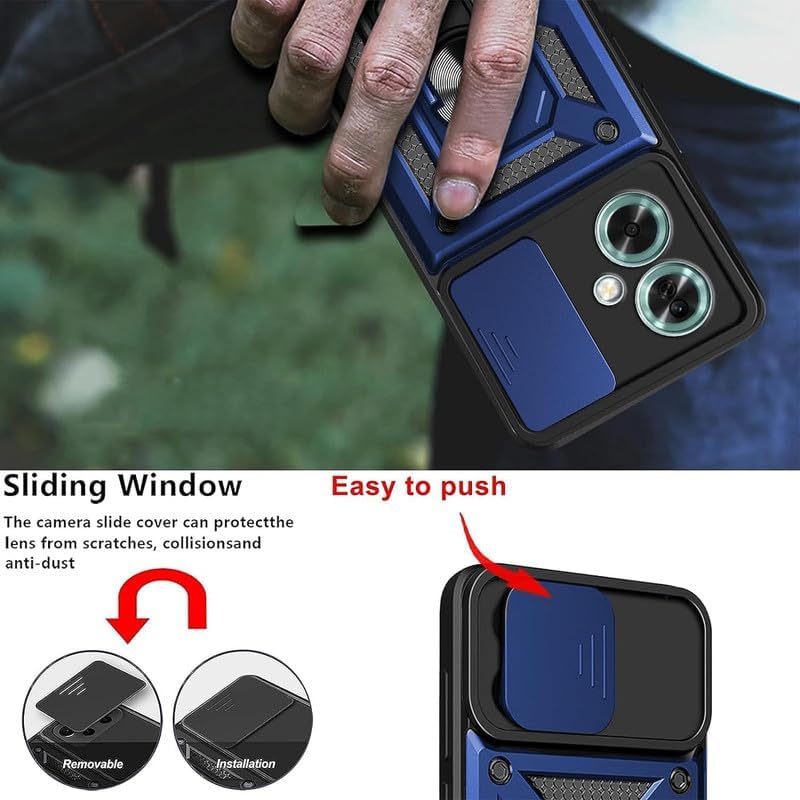 Image of AIBEX Back Cover for Oppo A79 5G | D10 Tough Armor Case | Sliding Camera Shield | 360 Protection | Kickstand Ring Holder | Military-Grade Shockproof Bumper Case
