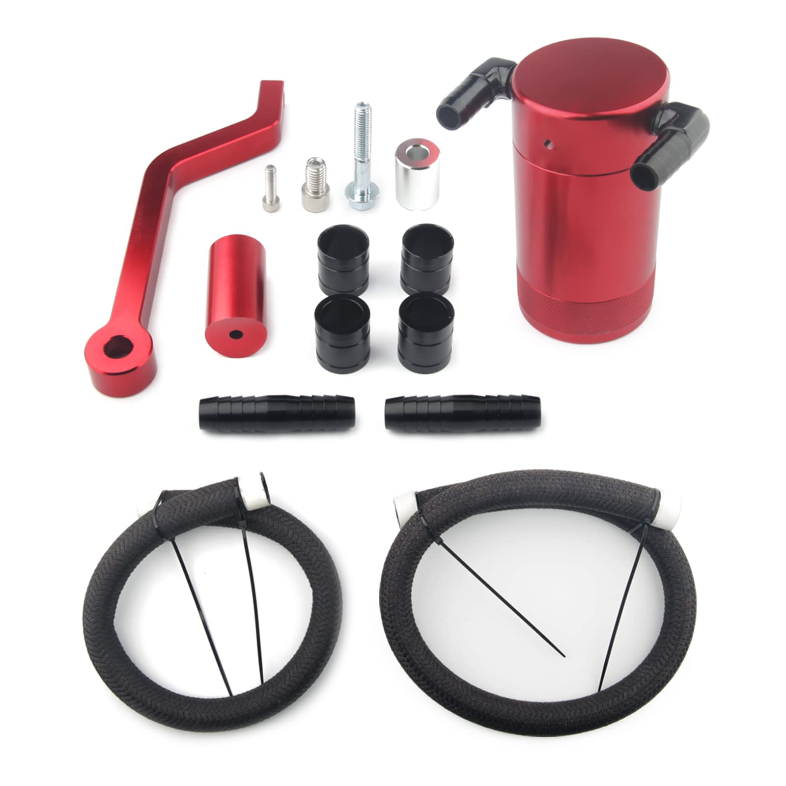 MR HELLO Billet Oil Catch Can Tank Compatible with Dodge Challenger Charger Chrysler 300 5.7L 6.4L HEMI Technology Z-Bracket (Red)